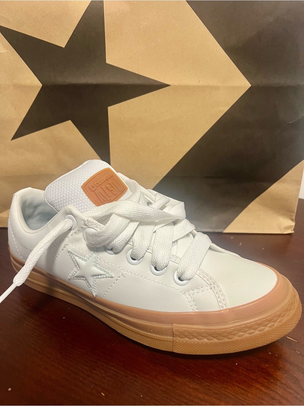 Converse White Kids Low-Top Sneakers with Gum-Tone Sole